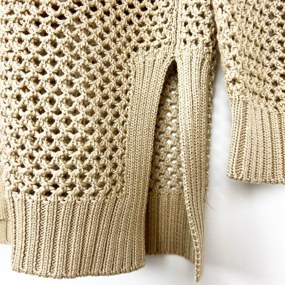 NWT Loro Piana Khaki Open Knit Cotton-Silk Crew Neck Pullover Sweater w Cami XS - Picture 9 of 10